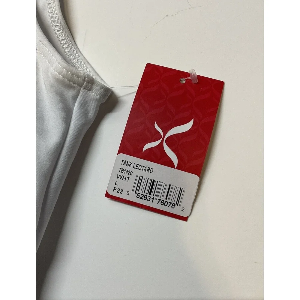 NWT Capezio The Dancemaker Youth Girls Tank Leotard White Large 12‎